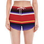 Tribal Serape Blanket Stripe Print Women's Split Running Shorts