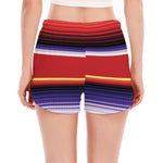 Tribal Serape Blanket Stripe Print Women's Split Running Shorts