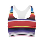 Tribal Serape Blanket Stripe Print Women's Sports Bra