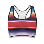 Tribal Serape Blanket Stripe Print Women's Sports Bra