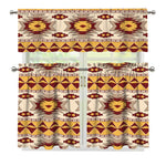 Tribal Southwestern Navajo Pattern Print 3 Piece Kitchen Curtains