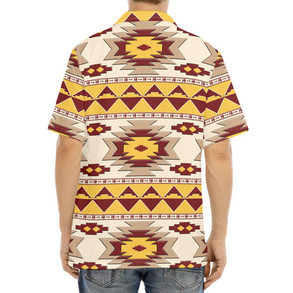 Tribal Southwestern Navajo Pattern Print Aloha Shirt