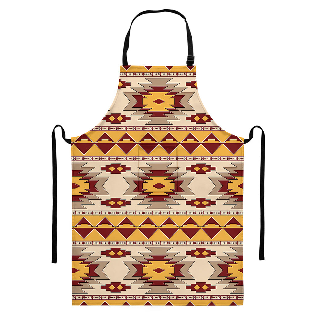 Tribal Southwestern Navajo Pattern Print Bib Apron With Pocket