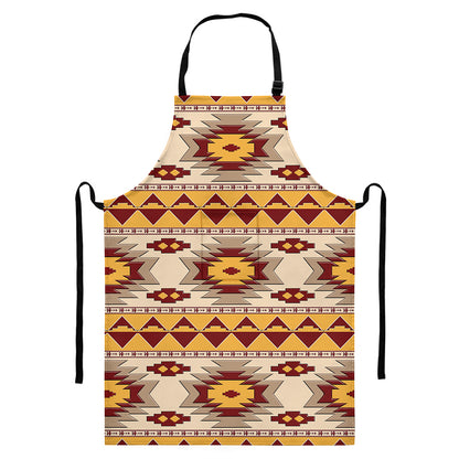 Tribal Southwestern Navajo Pattern Print Bib Apron With Pocket