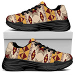 Tribal Southwestern Navajo Pattern Print Black Chunky Shoes