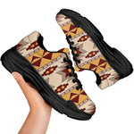 Tribal Southwestern Navajo Pattern Print Black Chunky Shoes