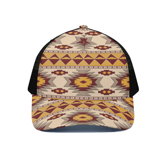 Tribal Southwestern Navajo Pattern Print Black Mesh Trucker Cap