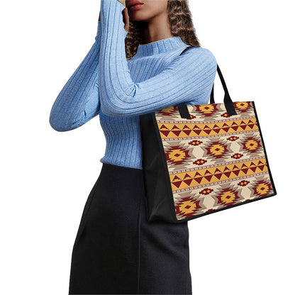 Tribal Southwestern Navajo Pattern Print Canvas Tote Bag