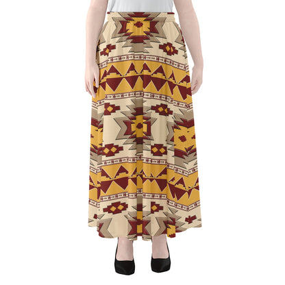 Tribal Southwestern Navajo Pattern Print Chiffon Maxi Skirt