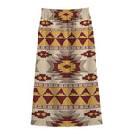 Tribal Southwestern Navajo Pattern Print Cotton Front Slit Maxi Skirt