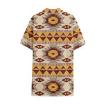 Tribal Southwestern Navajo Pattern Print Cotton Hawaiian Shirt
