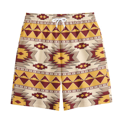 Tribal Southwestern Navajo Pattern Print Cotton Shorts