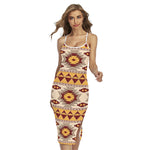 Tribal Southwestern Navajo Pattern Print Cross Back Cami Dress