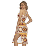 Tribal Southwestern Navajo Pattern Print Cross Back Cami Dress