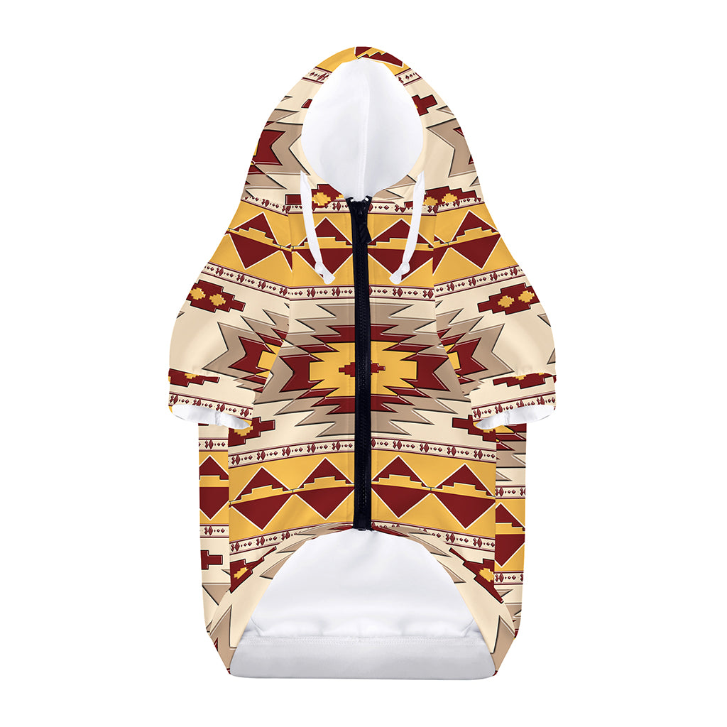 Tribal Southwestern Navajo Pattern Print Dog Zip Up Hoodie