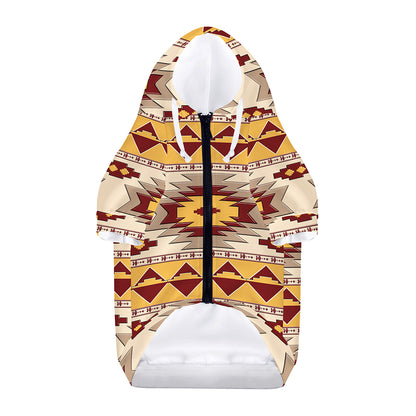 Tribal Southwestern Navajo Pattern Print Dog Zip Up Hoodie