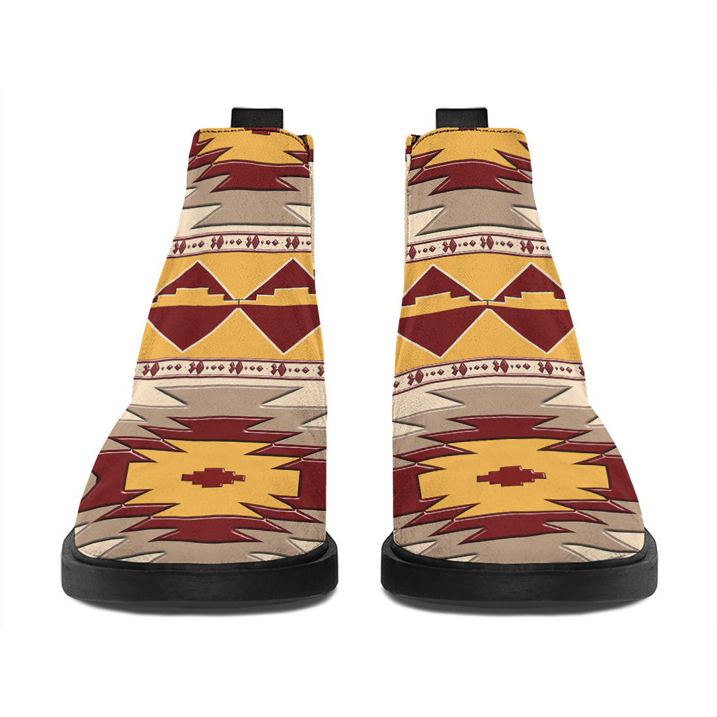 Tribal Southwestern Navajo Pattern Print Flat Ankle Boots