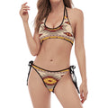 Tribal Southwestern Navajo Pattern Print Halter Scoop Tie Side Bikini