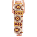 Tribal Southwestern Navajo Pattern Print High Slit Maxi Skirt