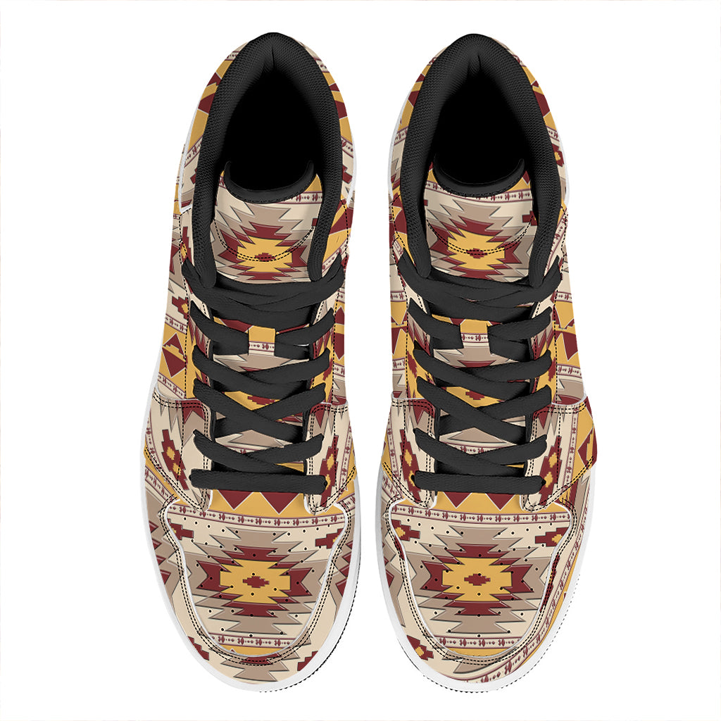 Tribal Southwestern Navajo Pattern Print High Top Leather Sneakers