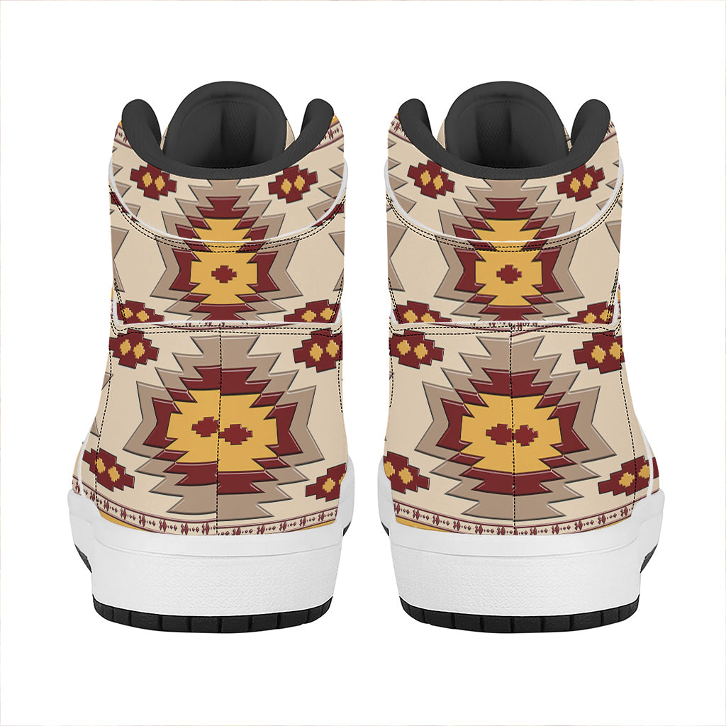 Tribal Southwestern Navajo Pattern Print High Top Leather Sneakers