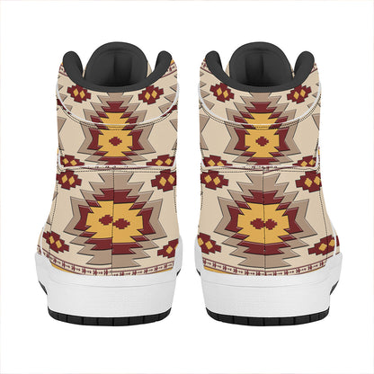 Tribal Southwestern Navajo Pattern Print High Top Leather Sneakers