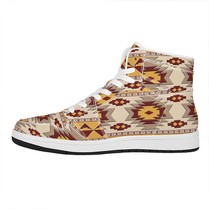 Tribal Southwestern Navajo Pattern Print High Top Leather Sneakers