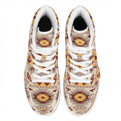 Tribal Southwestern Navajo Pattern Print High Top Leather Sneakers