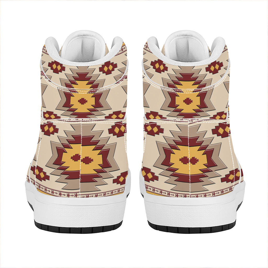 Tribal Southwestern Navajo Pattern Print High Top Leather Sneakers