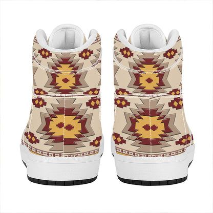 Tribal Southwestern Navajo Pattern Print High Top Leather Sneakers