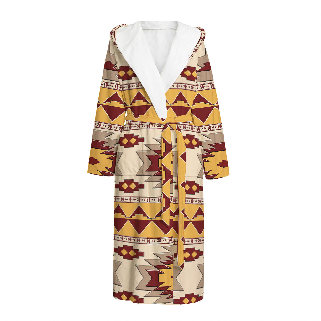 Tribal Southwestern Navajo Pattern Print Hooded Bathrobe