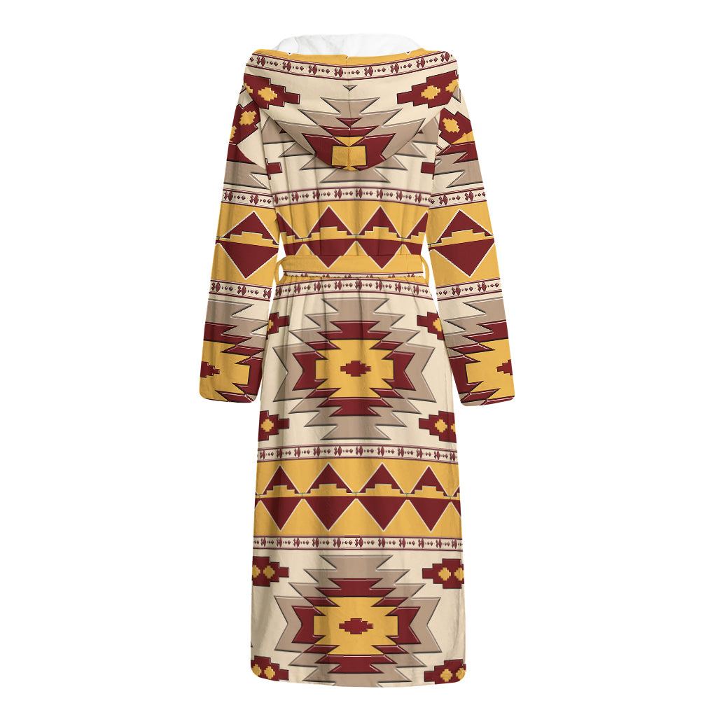 Tribal Southwestern Navajo Pattern Print Hooded Bathrobe