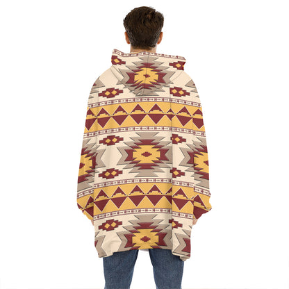 Tribal Southwestern Navajo Pattern Print Hoodie Blanket