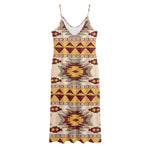 Tribal Southwestern Navajo Pattern Print Jersey Midi Cami Dress