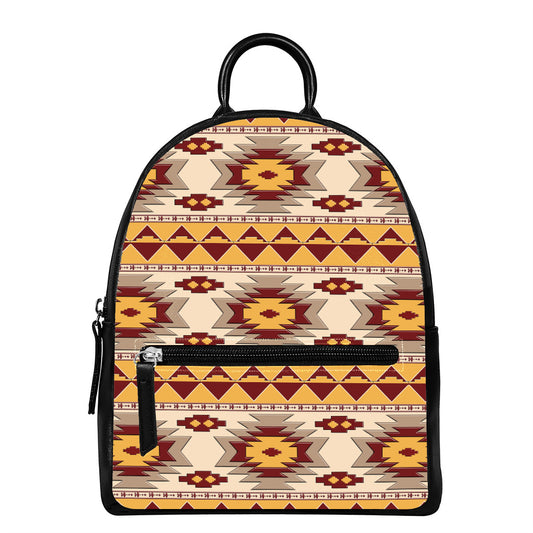 Tribal Southwestern Navajo Pattern Print Leather Backpack