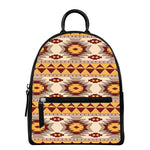 Tribal Southwestern Navajo Pattern Print Leather Backpack