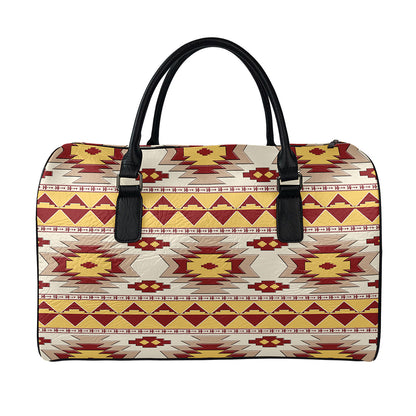 Tribal Southwestern Navajo Pattern Print Leather Duffle Bag