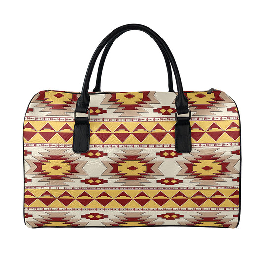 Tribal Southwestern Navajo Pattern Print Leather Duffle Bag