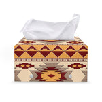 Tribal Southwestern Navajo Pattern Print Leather Tissue Box Cover