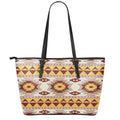 Tribal Southwestern Navajo Pattern Print Leather Tote Bag With Zipper