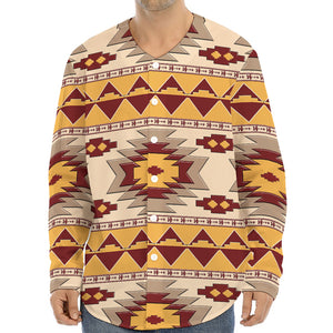 Tribal Southwestern Navajo Pattern Print Long Sleeve Baseball Jersey