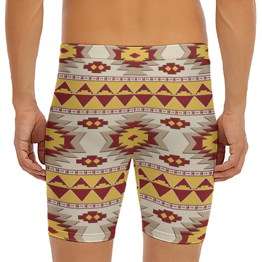 Tribal Southwestern Navajo Pattern Print Men's Long Boxer Briefs