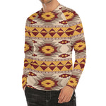Tribal Southwestern Navajo Pattern Print Men's Long Sleeve Rash Guard