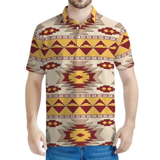 Tribal Southwestern Navajo Pattern Print Men's Polo Shirt