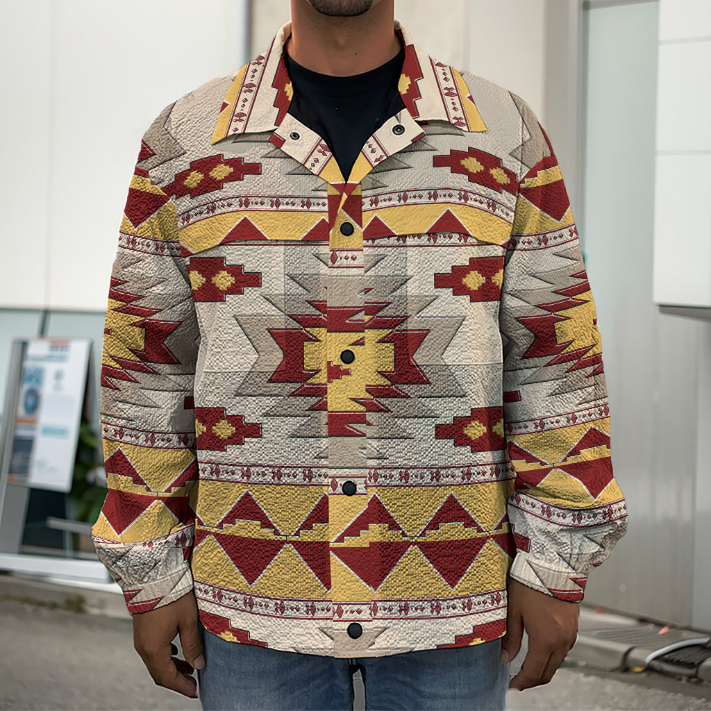 Tribal Southwestern Navajo Pattern Print Men's Shirt Jacket