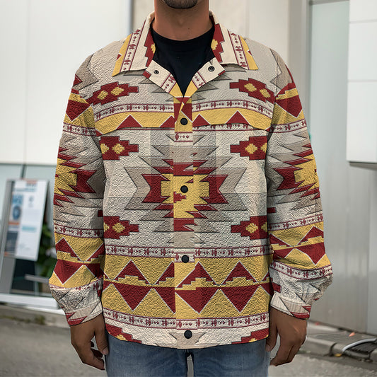 Tribal Southwestern Navajo Pattern Print Men's Shirt Jacket