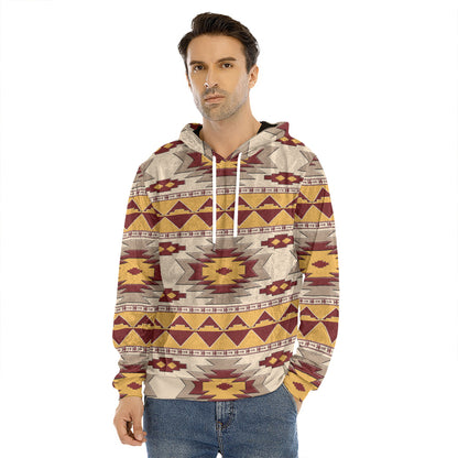 Tribal Southwestern Navajo Pattern Print Men's Velvet Pullover Hoodie