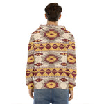 Tribal Southwestern Navajo Pattern Print Men's Velvet Pullover Hoodie