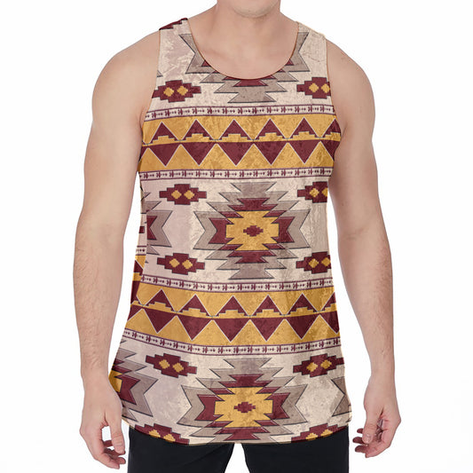 Tribal Southwestern Navajo Pattern Print Men's Velvet Tank Top