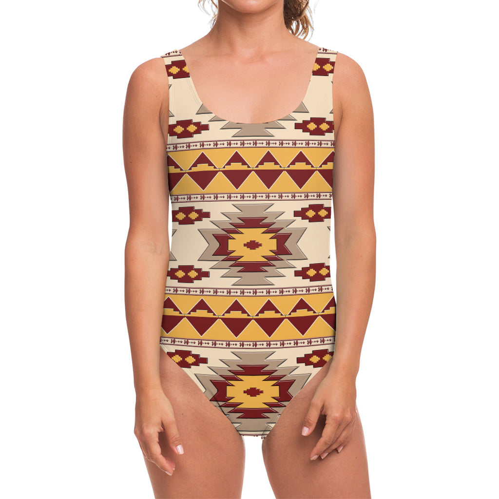 Tribal Southwestern Navajo Pattern Print One Piece Swimsuit